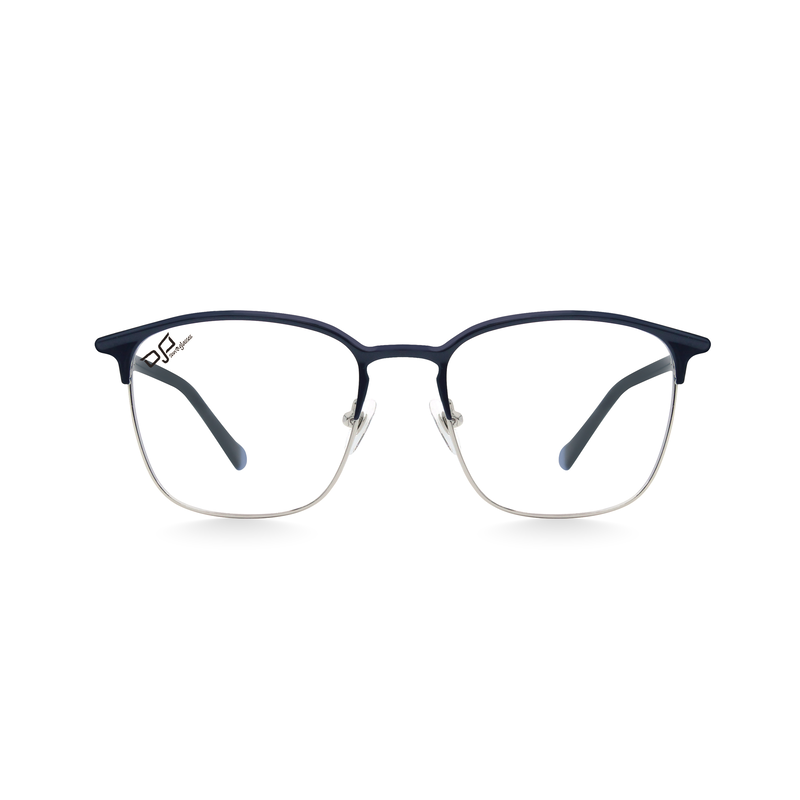 OJO personal style square blue frame and blue black temples and demo lenses, , medium-null