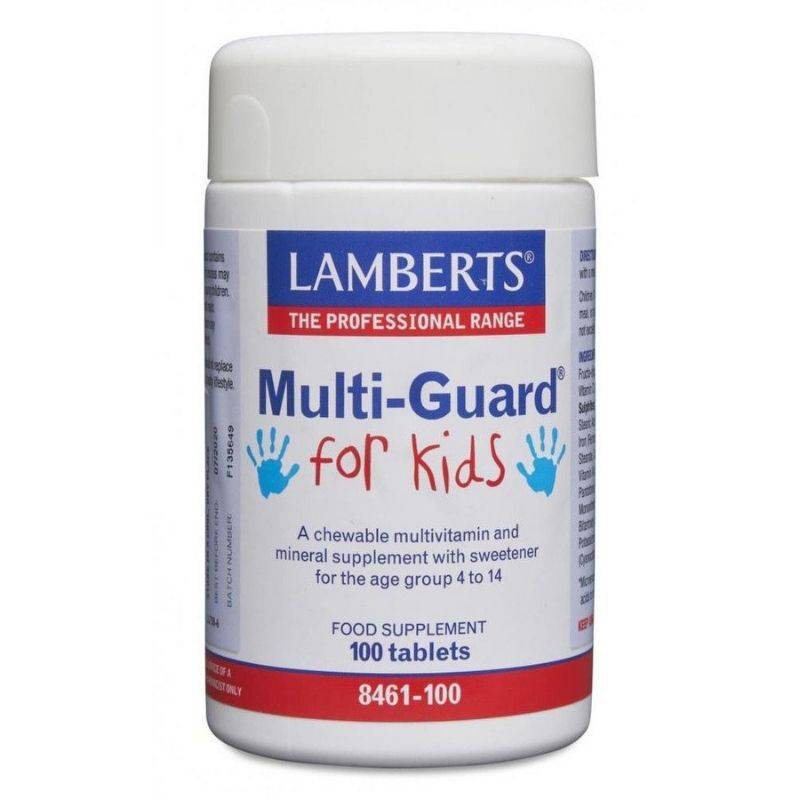 Product image: Lamberts multi-guard for kids x 100 tablets - chewable multivitamin & mineral supplement for the age group 4-14, , medium-null