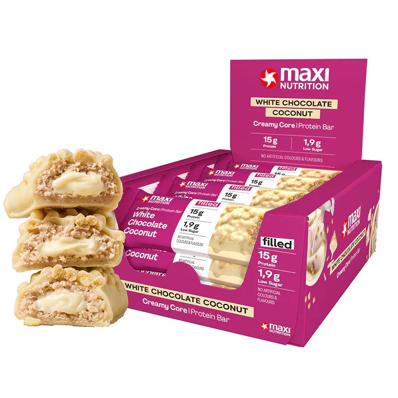Maxi nutrition creamy core protein bar 45 gr white chocolate coconut, , medium-null