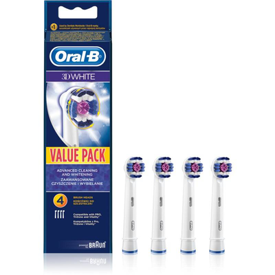 Oral b 3d white replacement electric toothbrush heads value pack 4pieces
