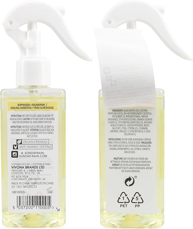 Sunday rain ylang ylang & chamomile pillow mist x 200ml, , medium image number null