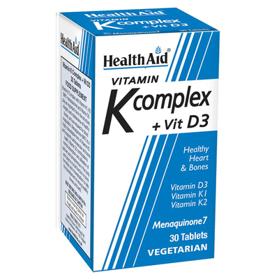 Health aid vitamin k complex + vitamin d3 x 30 tablets - supports stronger bones and teeth, , medium
