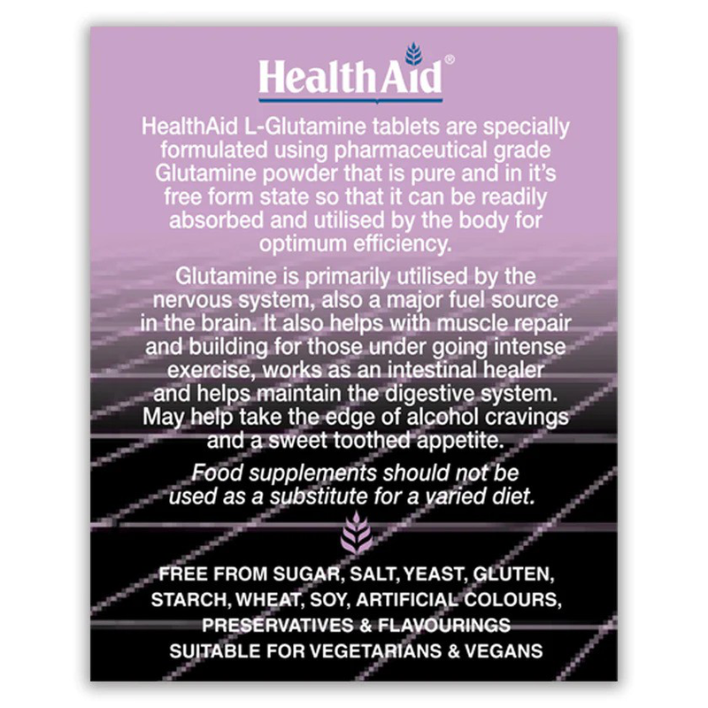 Health aid l- glutamine 500mg x 60 tablets, , medium image number null