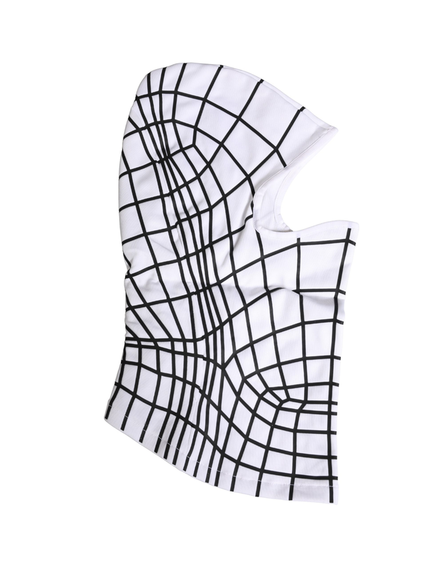 Men white stripes nylon ski mask balaclava hat-null