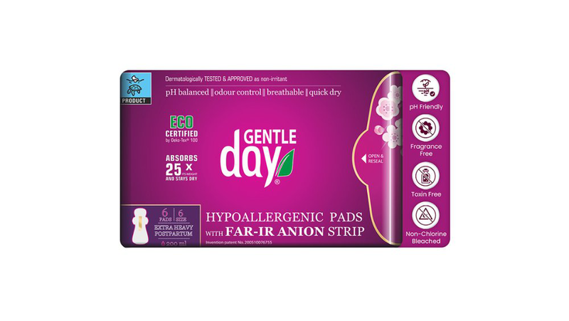 Gentle day size 6 heavy flow/maternity pads, 6pc, , medium-null