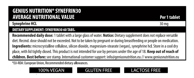 Synefrin30 60 tabs/60 serv, Genius nutrition, , medium-null