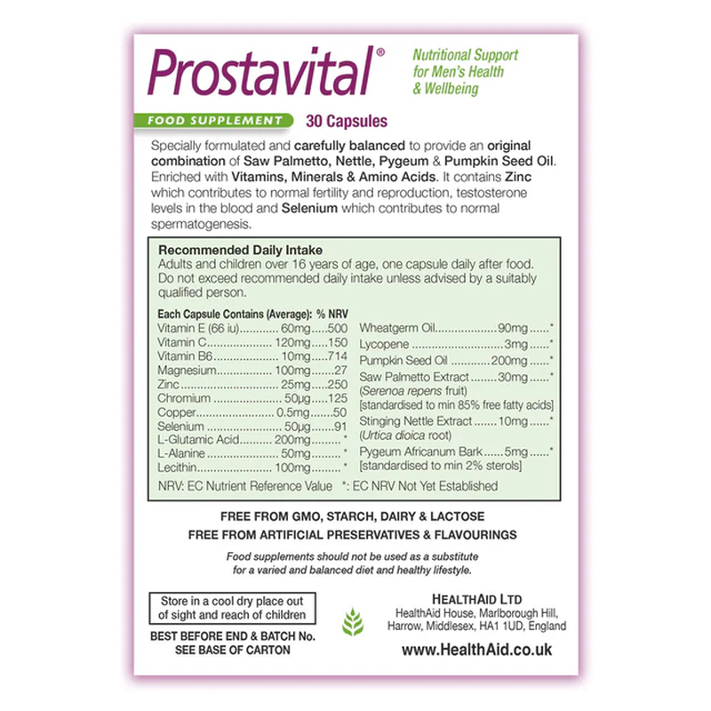Health aid prostavital x 30 capsules - men's health & wellbeing, , medium-null