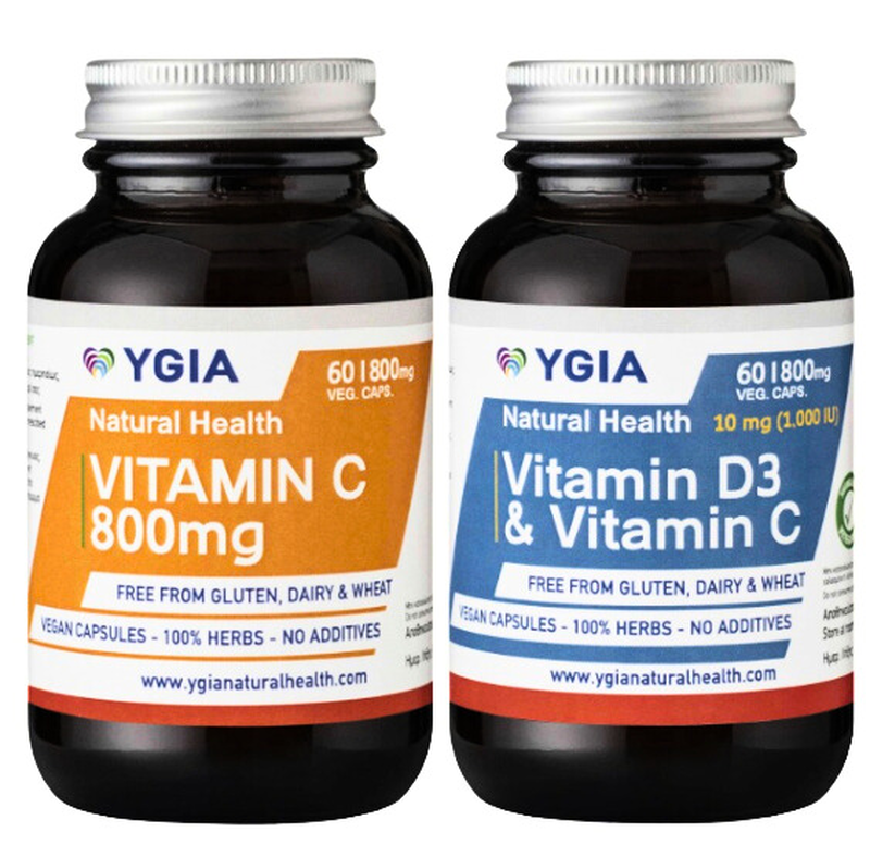 Ygia vitamin d3 5000iu x 60 capsules + free ygia vitamin c 800mg x 60 capsules, , medium-null