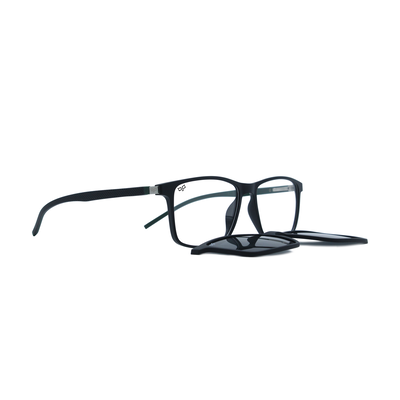 OJO personal style handmade square black green frame and temples and demo lenses with p. Clip on