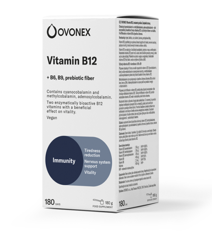 Ovonex vitamin b12 + b6, b9, prebiotic fiber, powder, 180g, , medium-null