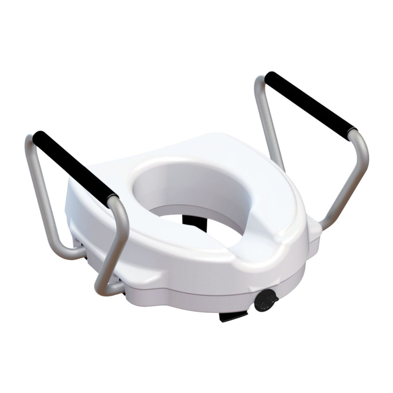 Raised toilet seat with frontal locking screw 12,5cm wιτη fixed armrests, , medium-null
