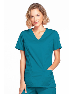 Cherokee 4728 female mock wrap top - caribbean blue , s, Caribbean blue, medium