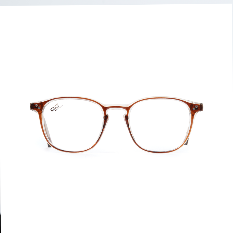 OJO personal style square clear brown frame and temples with demo lenses, , medium-null
