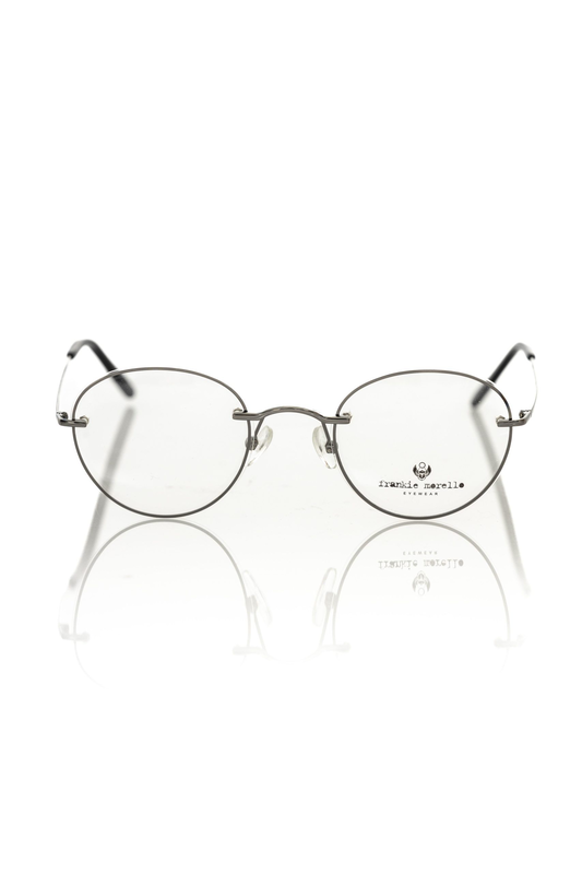 Gray metallic men's eyeglass frame-null
