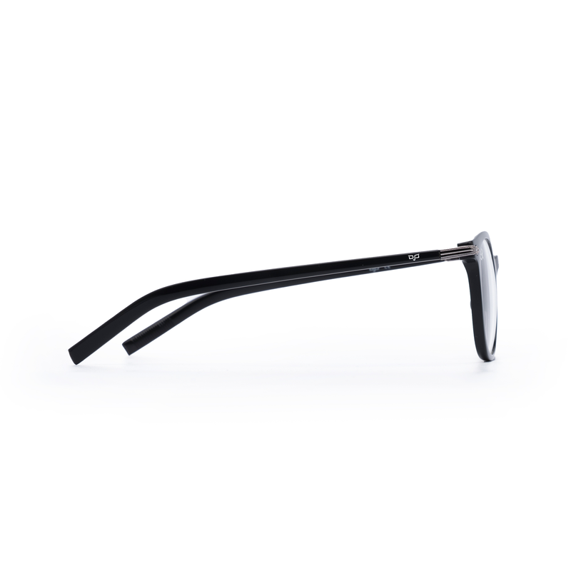 OJO personal style square handmade with shine black frame and silve black temples with demo lenses, , medium-null