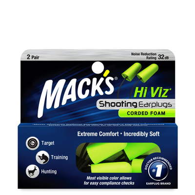 Macks hi viz shooters corded foam, ear plugs, 2pairs, , medium