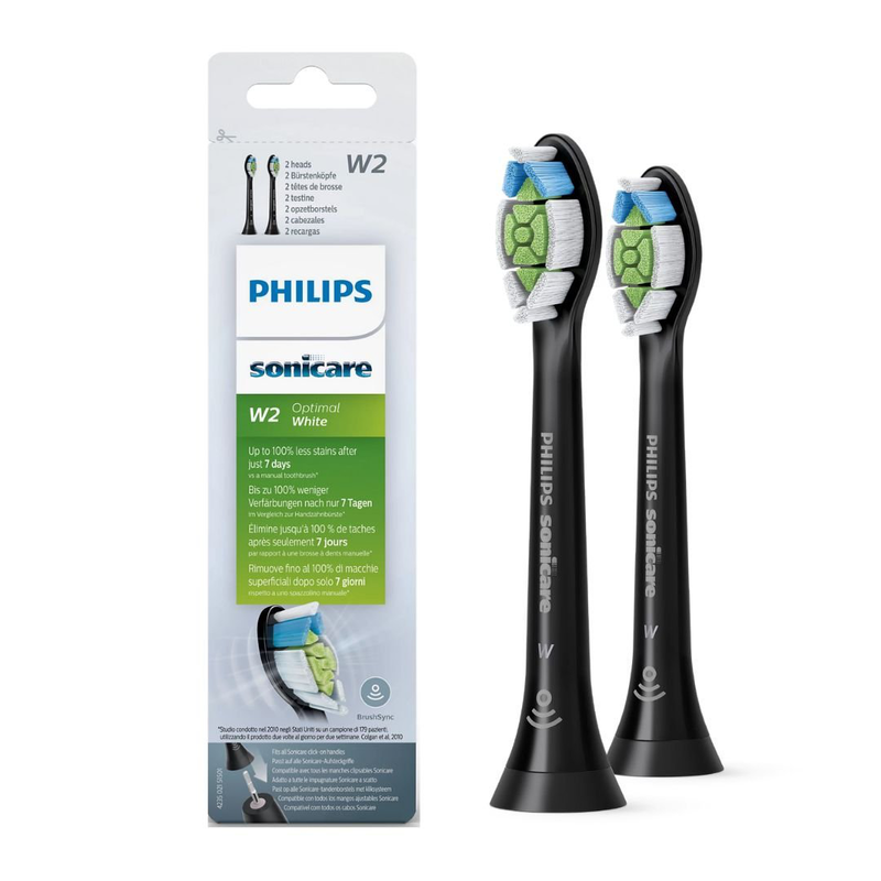 Product image: Philips sonicare w2 optimal white κεφαλές οδοντόβουρτσας 2 τεμάχια για λευκότερο χαμόγελο & προηγμένο καθαρισμό μαύρο hx6062/13, , medium-null