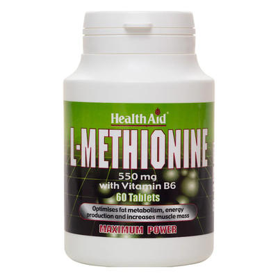 Health aid l-methionine 550mg with b6 x 60 tablets, , medium