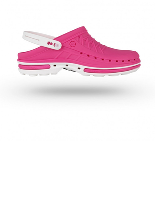 Wock clog - w/ strap - pink/white , 37/38, W/ Strap - Pink/white, medium
