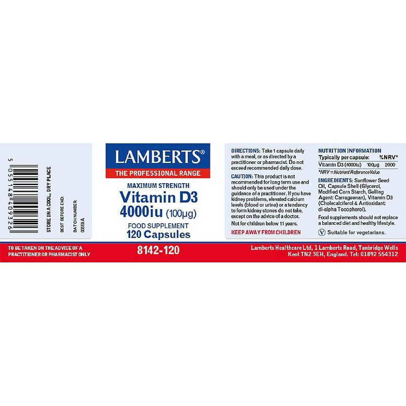 Lamberts - vitamin d3 4000 iu (100 &mu;g) - pack of 120, , medium-null