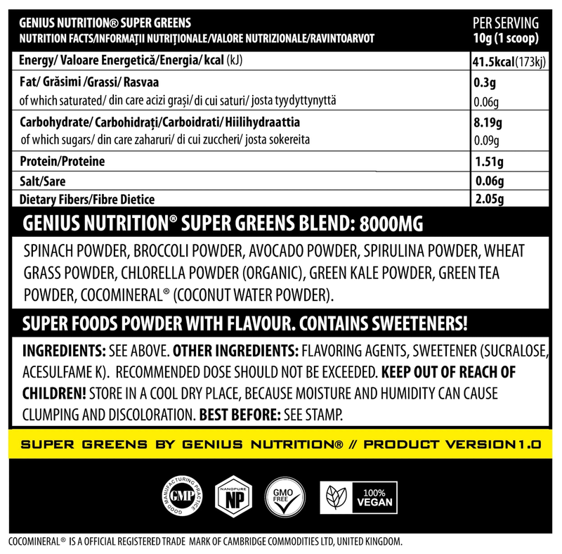 Product image: Super greens 300g/30serv, Genius nutrition, , medium-null