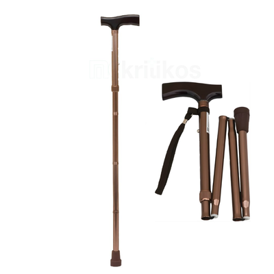 Folding aluminium walking stick, bronze, , medium