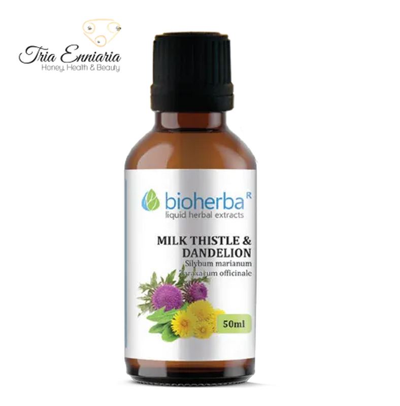 Milk thistle and dandelion tincture, 50 ml, bioherba, , medium-null