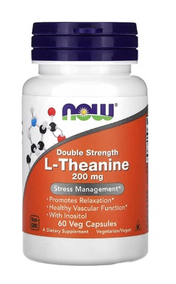 Now Foods L-Theanine 200mg - 60 veggie capsules, , medium