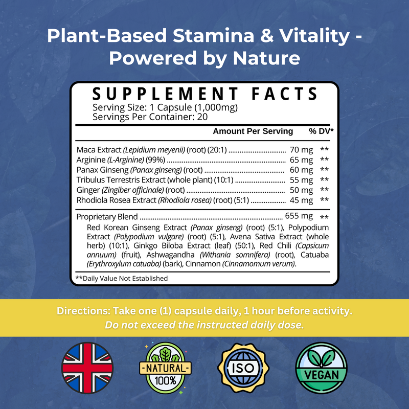 Natagra male vitality supplement 1000mg, 20 capsules - strength & spices, , medium-null