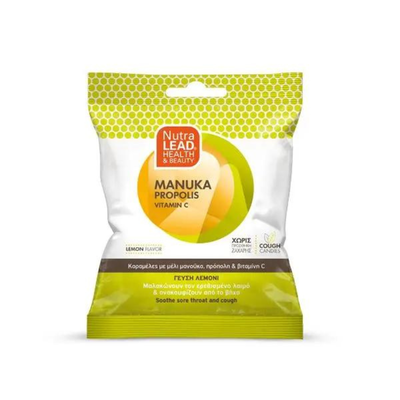Nutralead manuka propolis vitamin c - lemon flavor sugart free cough candies 40gr, , medium