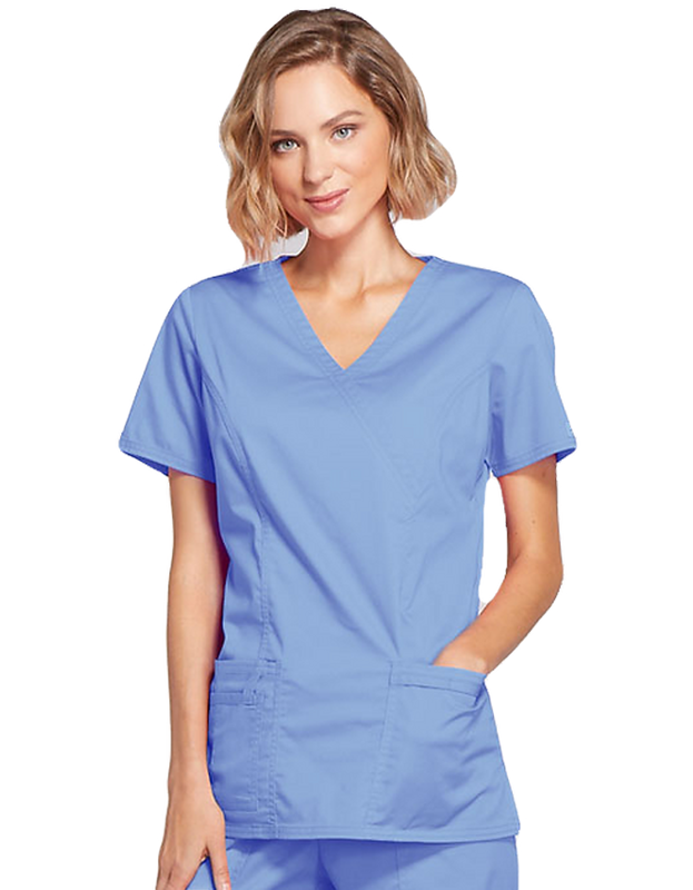 Cherokee 4728 female mock wrap top - turquoise blue , s-null