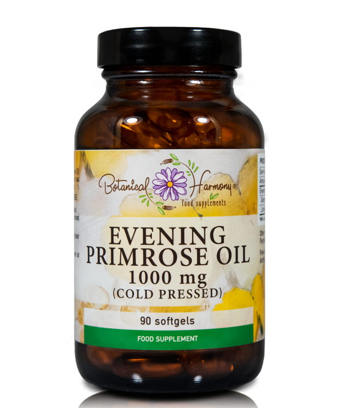 Botanical harmony evening primrose oil 1000mg 90 tablets, a natural treatment for premenstrual syndrome, may calm hot flushes, , medium image number null