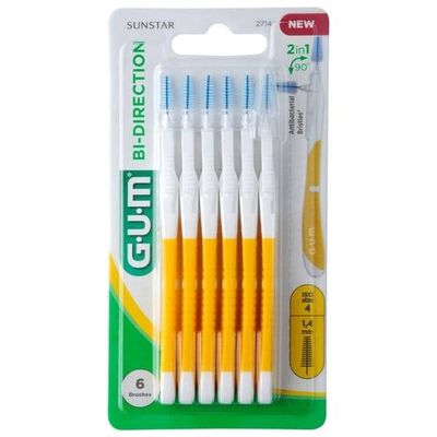Gum bi-direction ultra fine interdental brushes 1.4mm yellow 2714, , medium