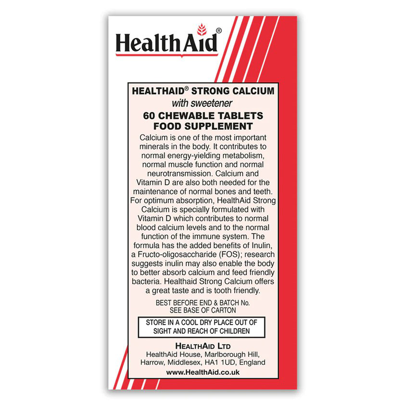 Health aid strong calcium 600mg x 60 chewable tablets - supports the health of bones & teeth, , medium-null