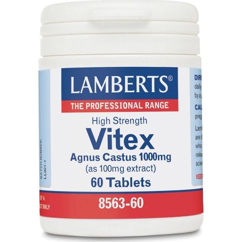 Lamberts vitex agnus castus 1000mg x 60 tablets - helps during menopause, dysmenorrhea and balances the menstrual cycle, , medium-null