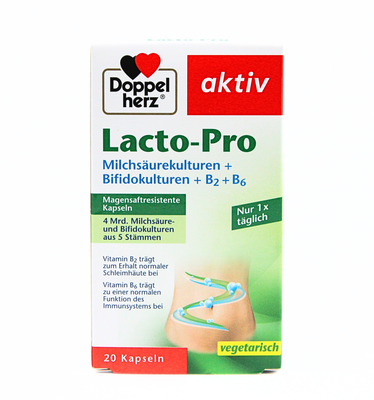 Doppelherz lacto-pro lactic acid cultures + bifido cultures + b2 + b6 x 20 capsules, , medium
