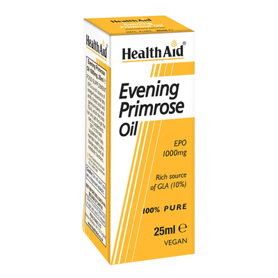 Health aid evening primrose oil 1000mg x 25ml vegan - reduces menopausal symptoms