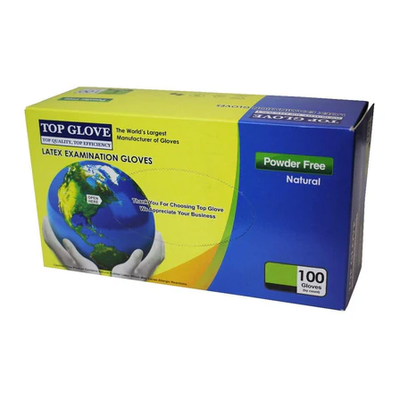 Top glove latex exam. Powder free, gloves, 100 x l/s, , medium