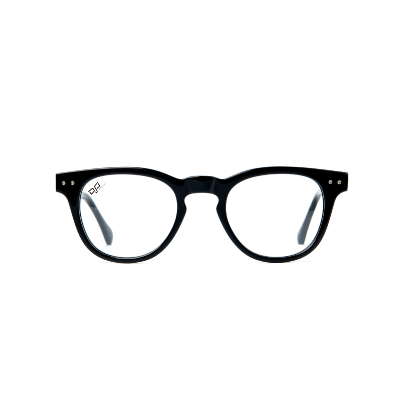 OJO personal style round handmade shine black frame and temples with demo lenses, , medium-null