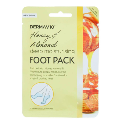 Derma v10 honey & almond deep moisturizing foot pack, , medium