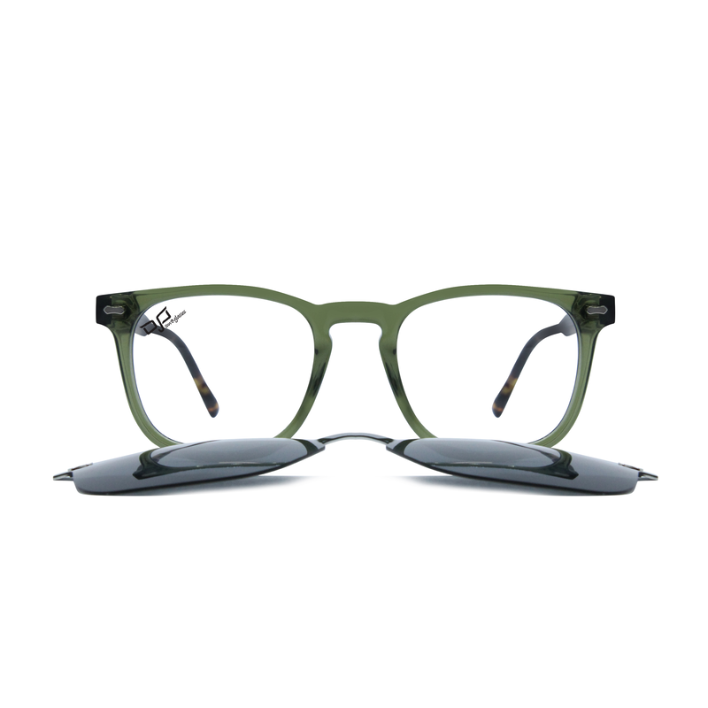 Product image: OJO personal style square handmade c. Green frame and shell brown temples and d.l. With p. Clip on, , medium-null