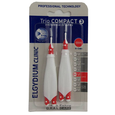 Elgydium clinic trio compact 3 interdental brushes large spaces 6s, , medium