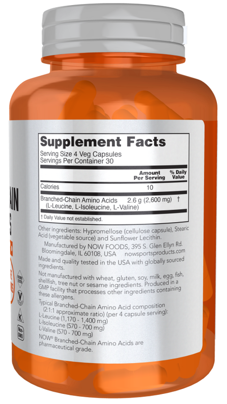 Now sports - branched chain amino acids x 120 veg capsules, , medium image number null