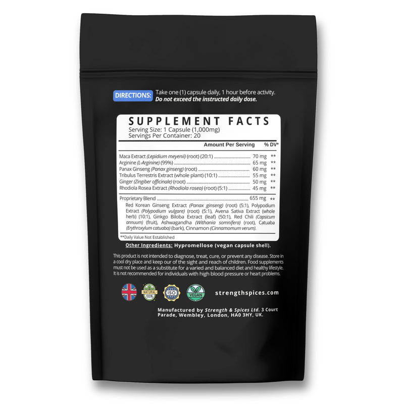 Natagra male vitality supplement 1000mg, 20 capsules - strength & spices, , medium-null