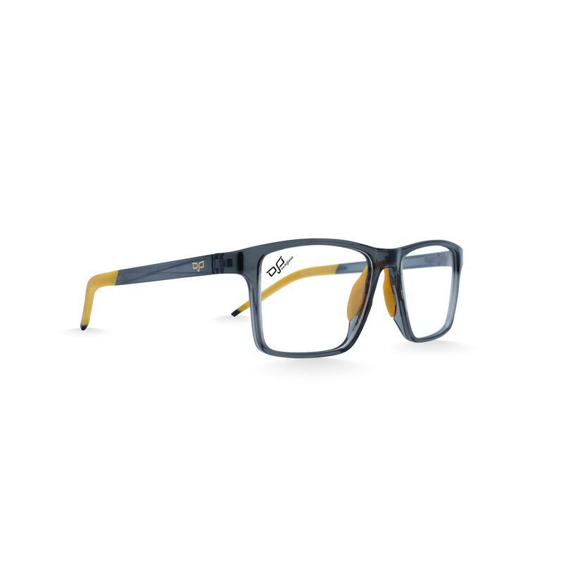 OJO personal style square shine grey frame and s. Grey and yellow temples with demo lenses, , medium image number null