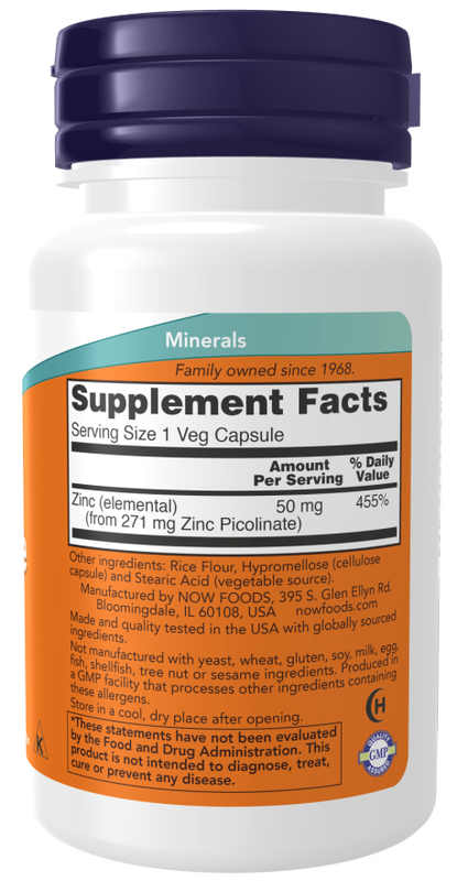 Now foods - zinc picolinate 50mg x 60 veg capsules, , medium-null