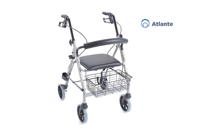 Painted aluminium frame foldable rollator – 4 castors. With padded seat,backrest,equipped – atlante rp520, , medium