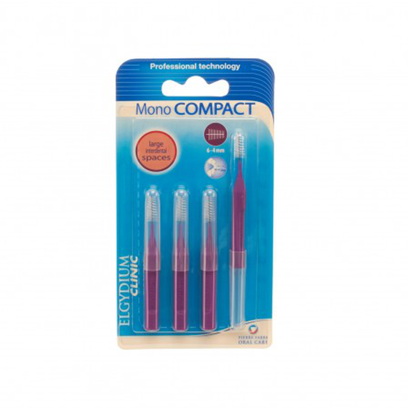 Elgydium clinic mono compact purple 4 interdental brush 0.8 mm, , medium image number null