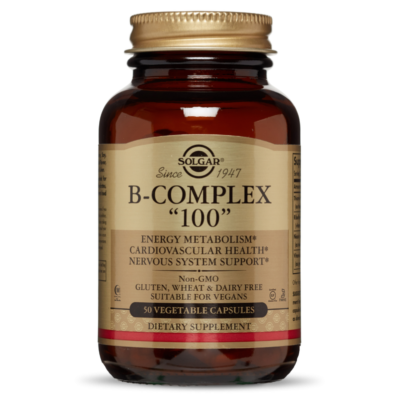 Solgar b-complex ''100'' x 50 capsules - for energy metabolism, cardiovascular & nervous system support, , medium-null