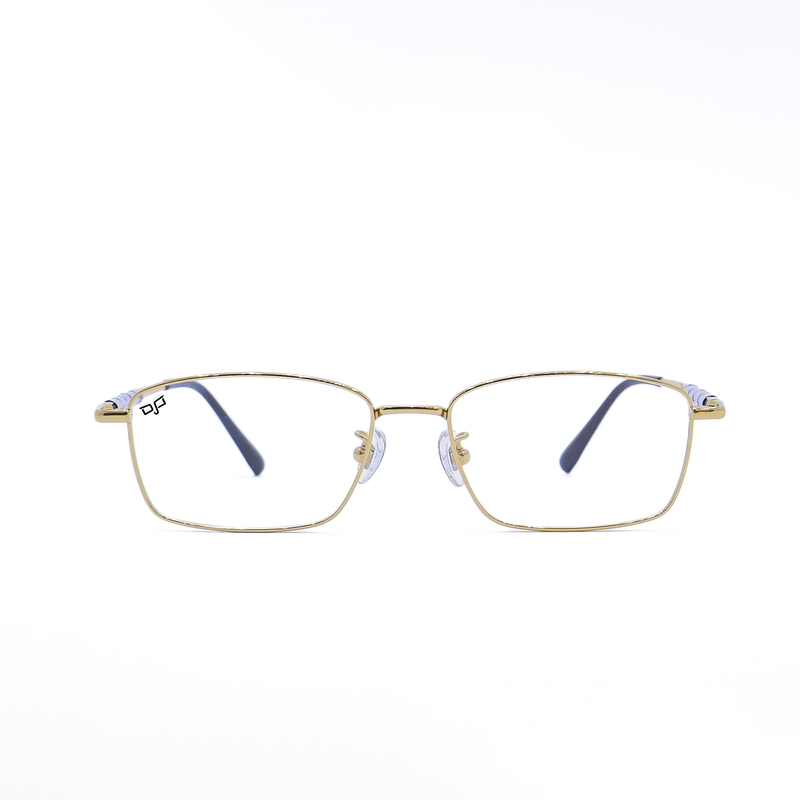 OJO optical square titanium gold frame and temples and demo lenses, , medium-null